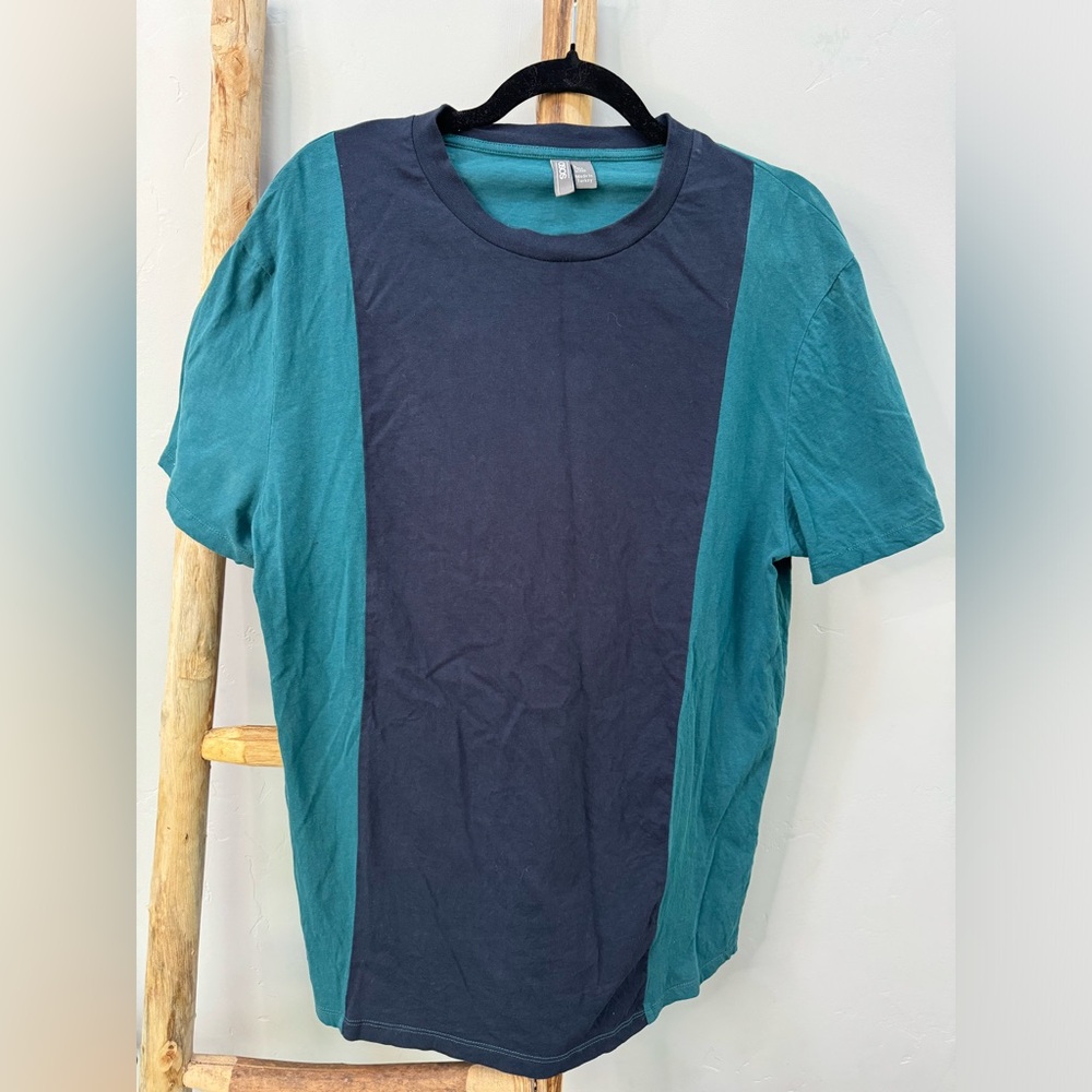 ASOS Navy and Teal Short Sleeve T-shirt - Picture 3 of 7